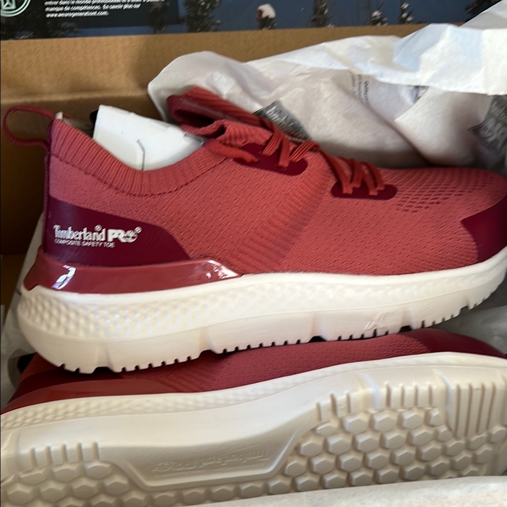 Timberland PRO Burgundy slip on composite safety toe shoes